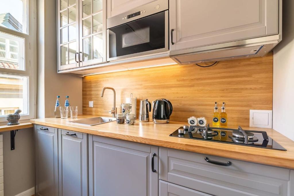 Kuchyňa alebo kuchynka v ubytovaní Plac Zamkowy - Aura Apartment by Noclegi Renters