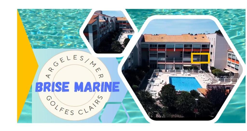 un collage de imágenes de un edificio y una piscina en La Brise Marine ~ 300m mer~Piscine~Clim~Wifi~Calme, en Argelès-sur-Mer