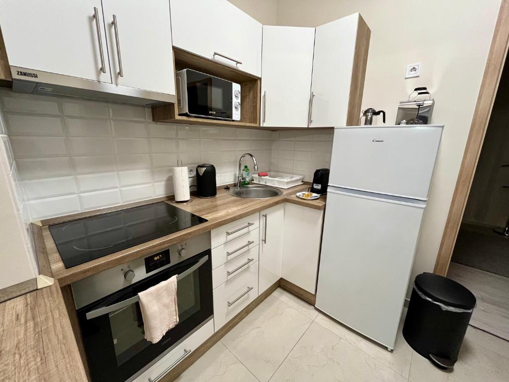 Kuchnia lub aneks kuchenny w obiekcie Vörösmarty apartmanház