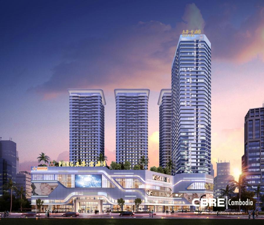 a rendering of a city with tall buildings at Prince Golden Bay Sihanoukville in Sihanoukville