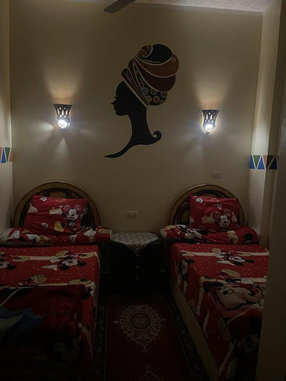Postel nebo postele na pokoji v ubytování Shater Nubian House