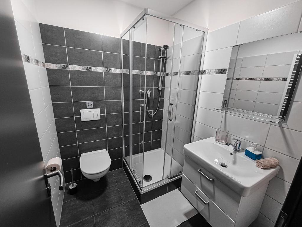 Koupelna v ubytování Apartmány u Maxíků