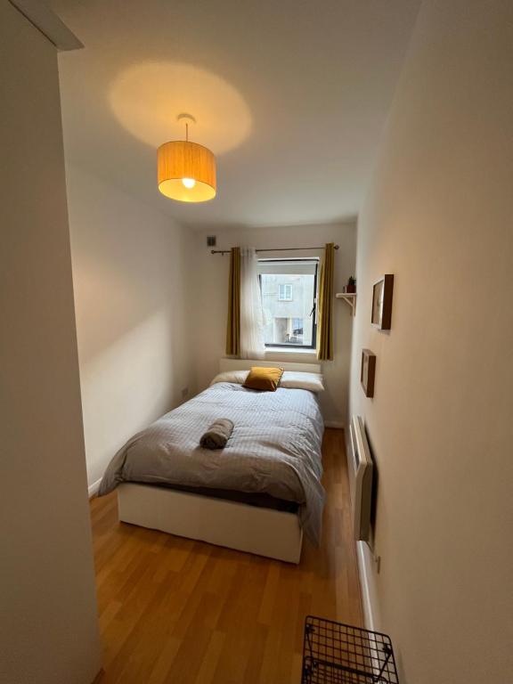 a bedroom with a bed and a window at Cosy Modern Apartment in Portobello in Dublin