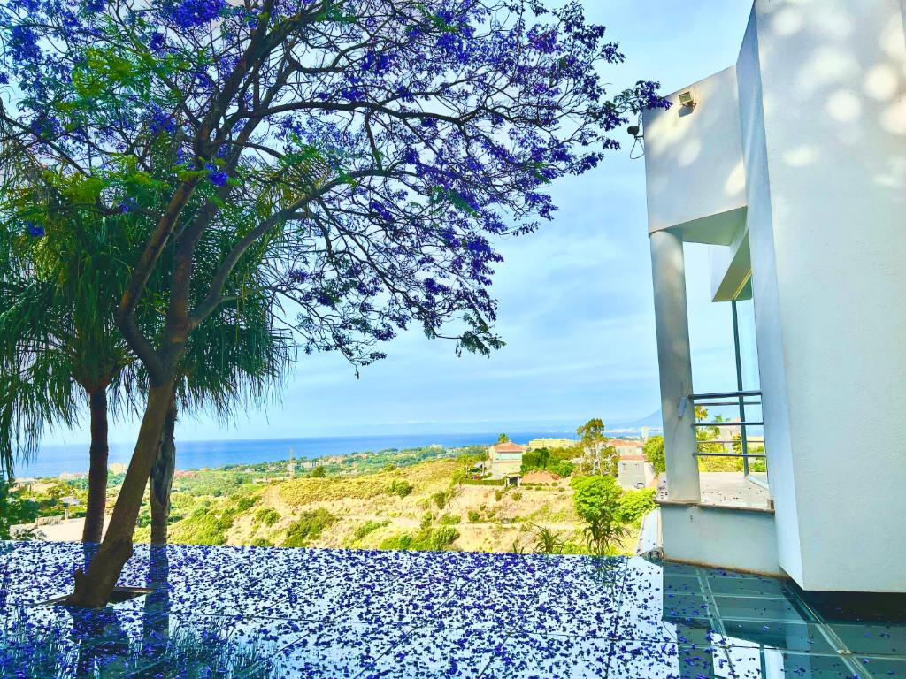 a view of the ocean from the balcony of a house at Marbella Boutique Art suites in Marbella