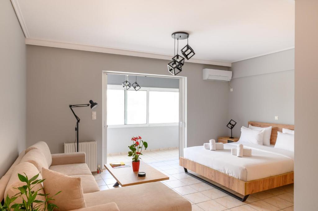 A bed or beds in a room at The Skyward Flats