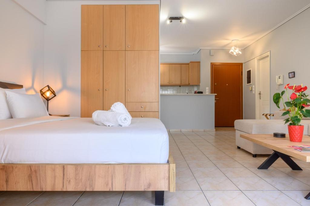 A bed or beds in a room at The Skyward Flats