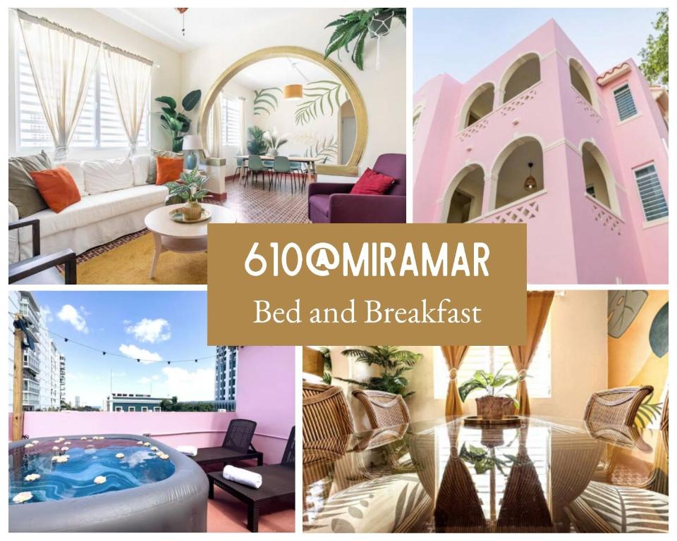 a collage of photos of a miami mansion bed and breakfast at 610@Miramar in San Juan