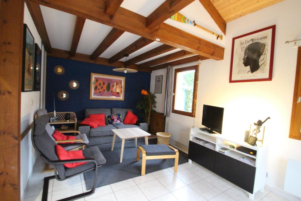 Posezení v ubytování Maison Cosy classée 3 étoiles proche plages de surf de Contis