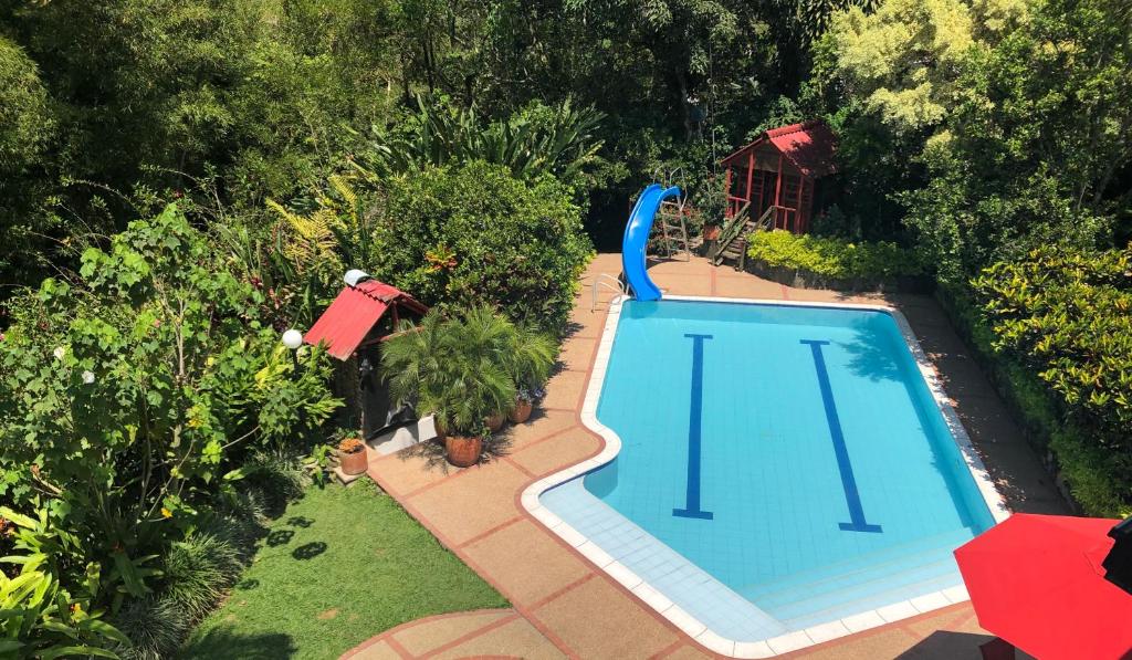 - une vue sur la piscine dans le jardin dans l'établissement Finca El Remanso La Vega, à La Vega