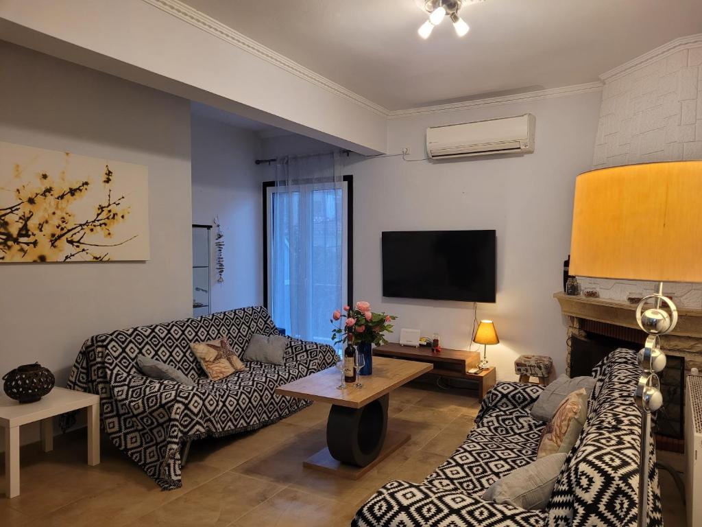 Televízia a/alebo spoločenská miestnosť v ubytovaní Lefkada Center Apartments