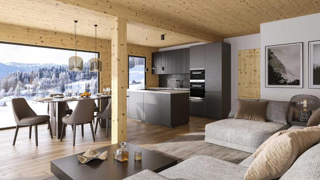 Kuchyň nebo kuchyňský kout v ubytování Kreischberg Pool Villas & Penthouses by ALPS RESORTS