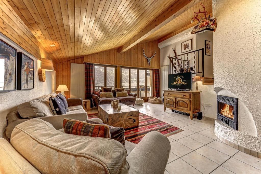 Χώρος καθιστικού στο Penthouse les Telecabines