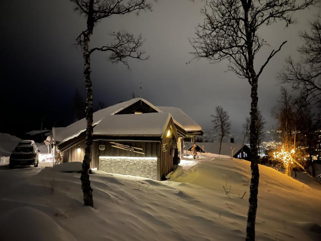Vakker hytte med fantastisk utsikt v zimě