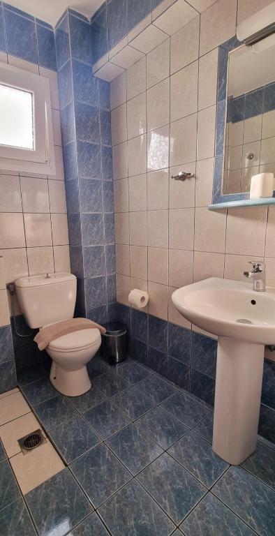 Koupelna v ubytování Ammos Kalamitsi