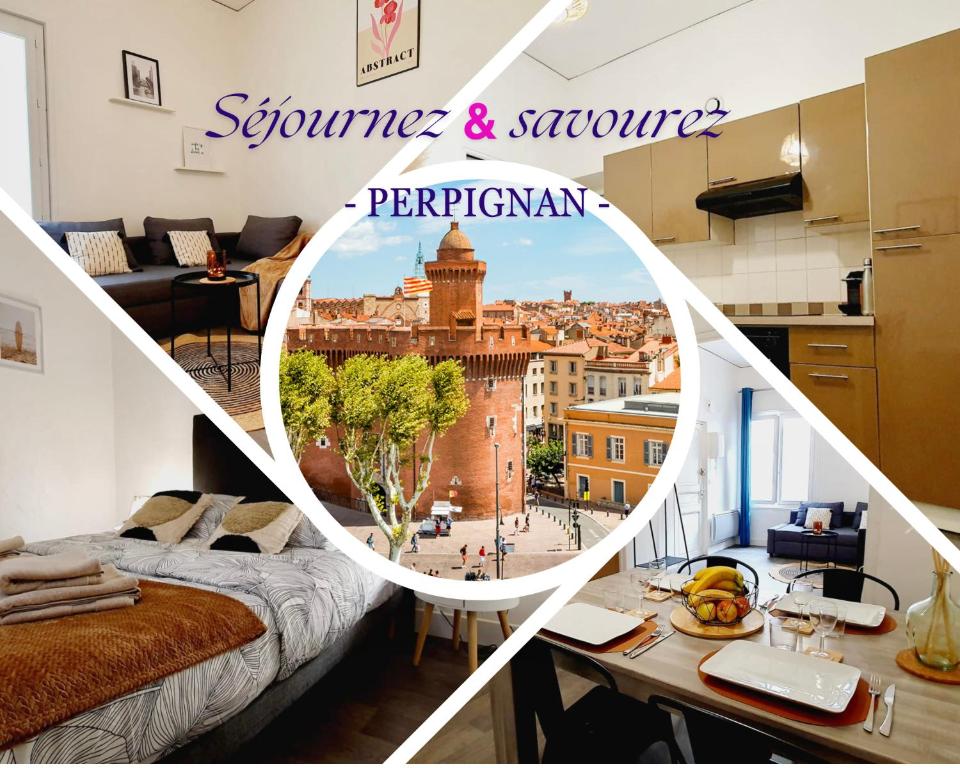 Cette chambre offre une vue sur la ville de Paris. dans l'établissement Le Delambre, à Perpignan