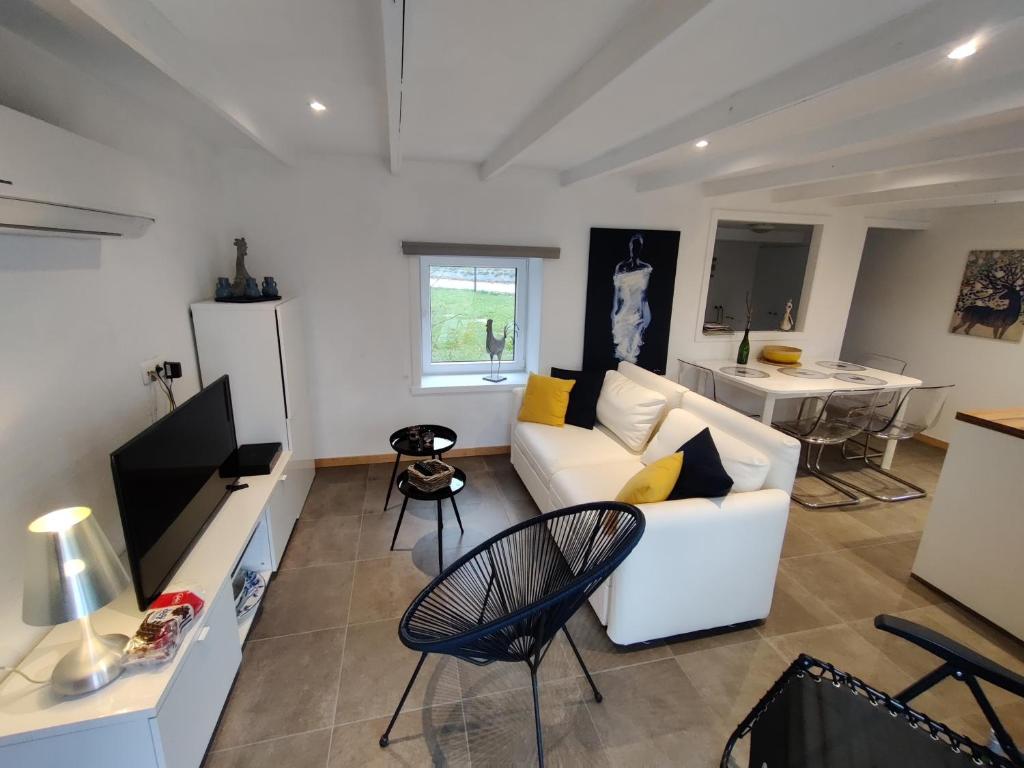 TV a/nebo společenská místnost v ubytování Chalet des sources.