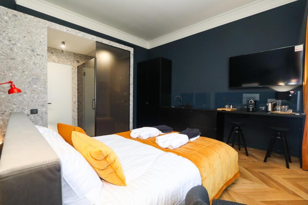 Postel nebo postele na pokoji v ubytování Once apartments