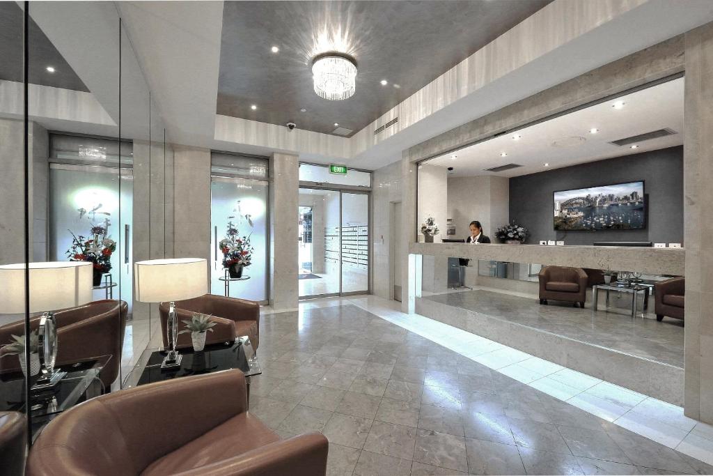 The lobby or reception area at PRIME SPOT: Modern Studio+Balcony Darling Harbour