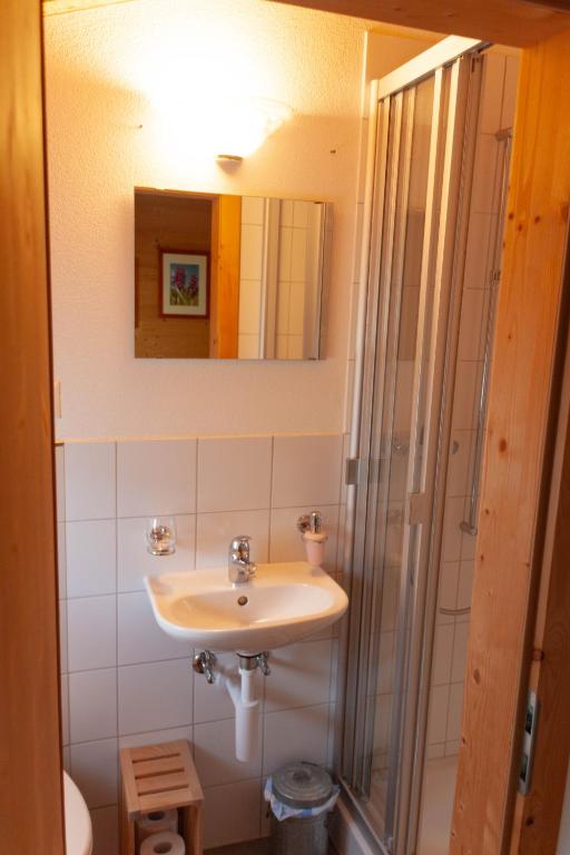 Koupelna v ubytování Berghaus Sulzfluh