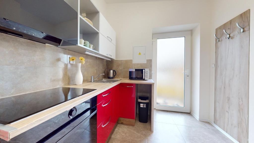 Kuchyň nebo kuchyňský kout v ubytování Apartmán Višňová