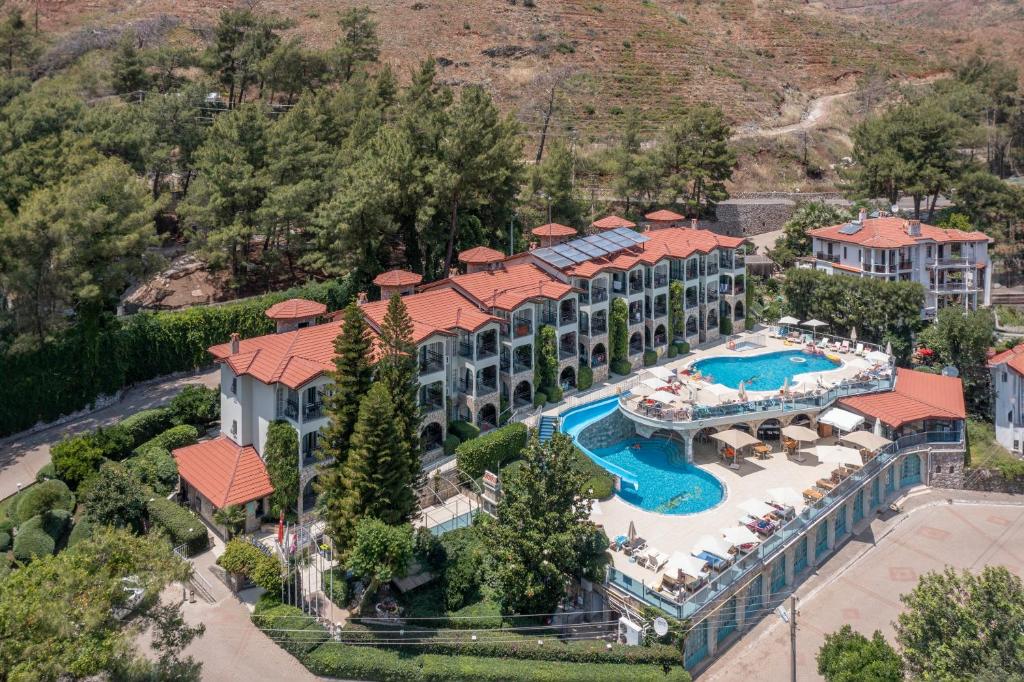 an aerial view of a resort with a swimming pool at Club Aquarium in Marmaris