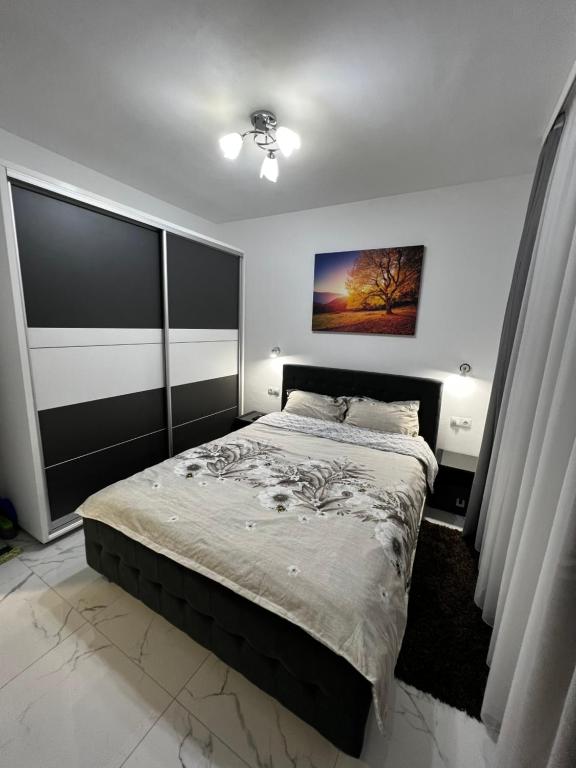 a bedroom with a bed and a painting on the wall at Cozy place in Baia Mare