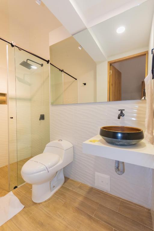 Koupelna v ubytování La Casona Hotel Boutique