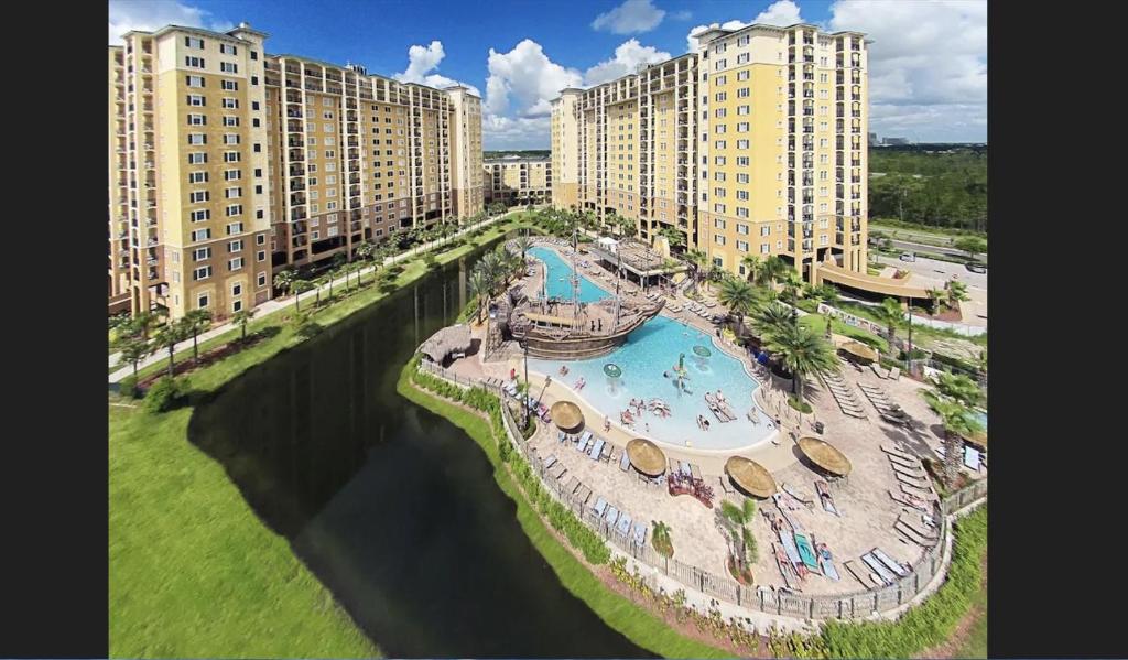 an aerial view of a resort with a swimming pool at Best Disney Resort Condo Orlando in Orlando
