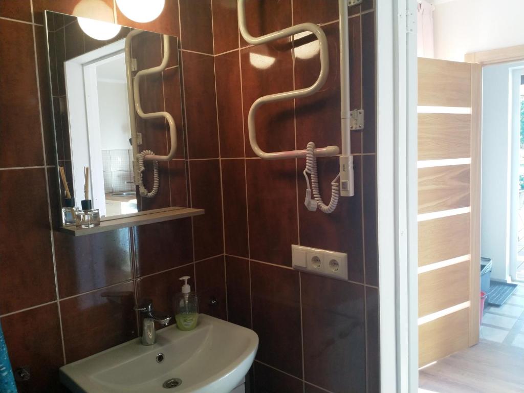 Koupelna v ubytování Apartamenti ar verandu diviem cilvēkiem