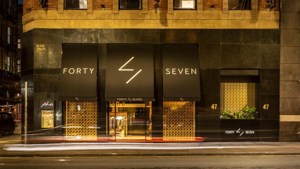 a store front of a building with the words forty seven at Forty-Seven in Manchester