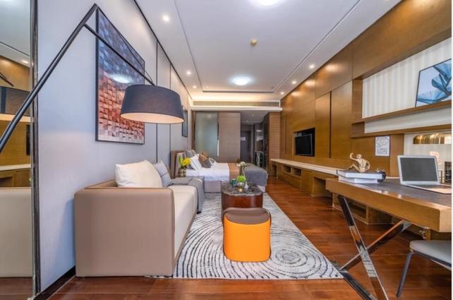 Dapur atau dapur kecil di Millenia Executive Apartment Guangzhou East Railway Station Zhujiang New Town Branch - Free Shuttle Bus to Canton Fair Complex During Canton Fair Period