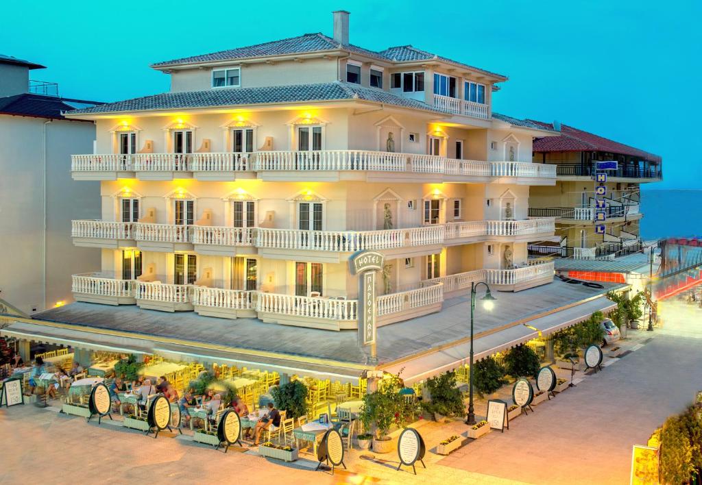 an overhead view of a large white building at Parthenon Art Hotel in Olympic Beach