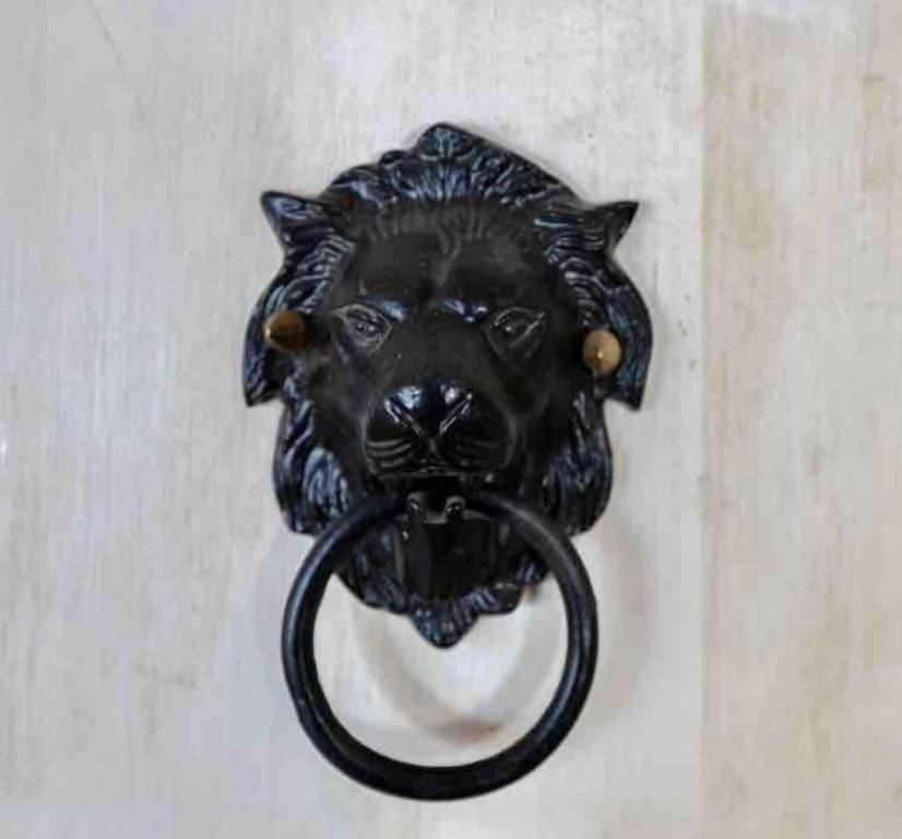 a black lion mask with a ring in its mouth at Exclusive 6 bed, 6 bath residence in Old Montreal in Montréal
