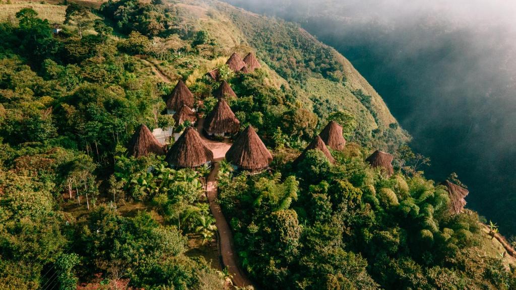 una vista aérea de una montaña con árboles en Masaya San Agustin en San Agustín