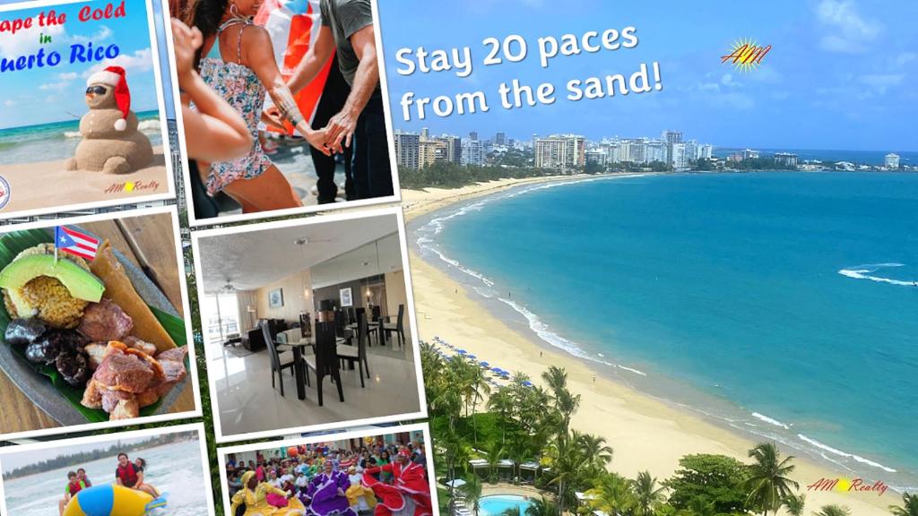 a collage of pictures of the beach and the ocean at 2BR Condo at Isla Verde Beach in San Juan