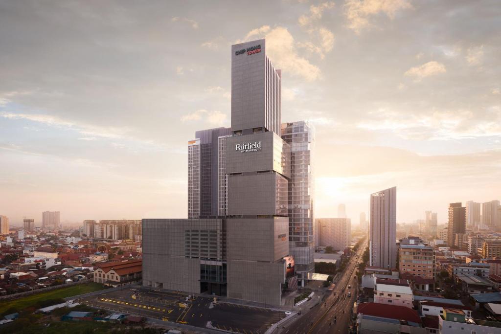 Nespecifikovaný výhled na destinaci Phnompenh nebo výhled na město při pohledu z hotelu