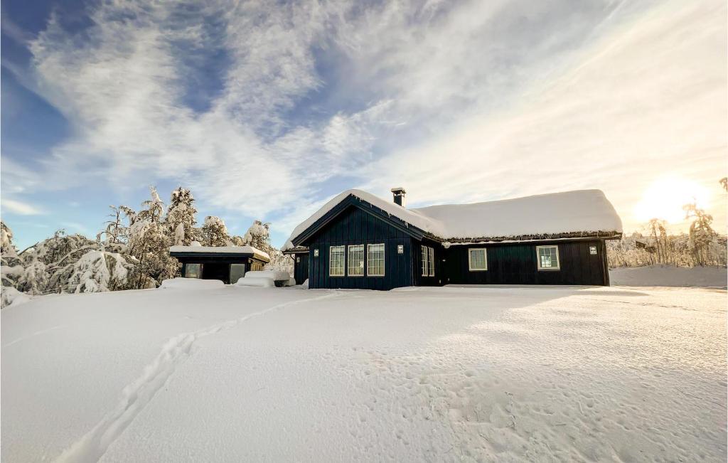 a house with snow on the ground in front of it at 5 Bedroom Gorgeous Home In Rn in Ron