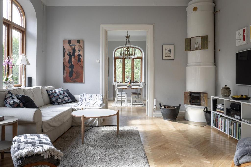 Posezení v ubytování Vita Huset på Österlen