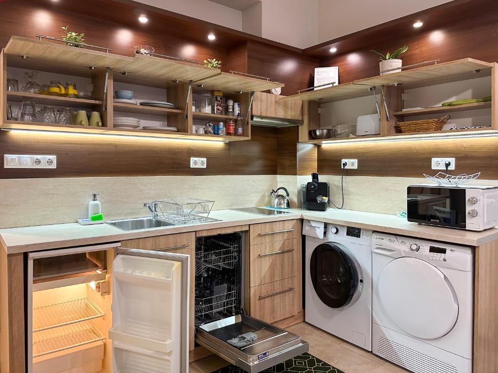Kuchyň nebo kuchyňský kout v ubytování Asbóth Taylor Apartment