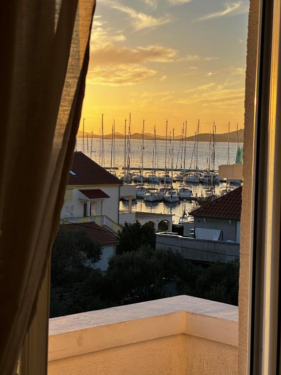 a view of a harbor with boats in the water at Grgo Apartments in Drage