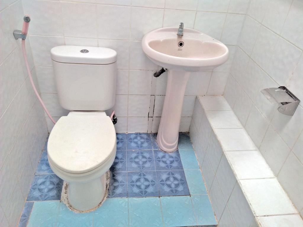 een badkamer met een toilet en een wastafel bij Silverin Bajawa in Bajawa