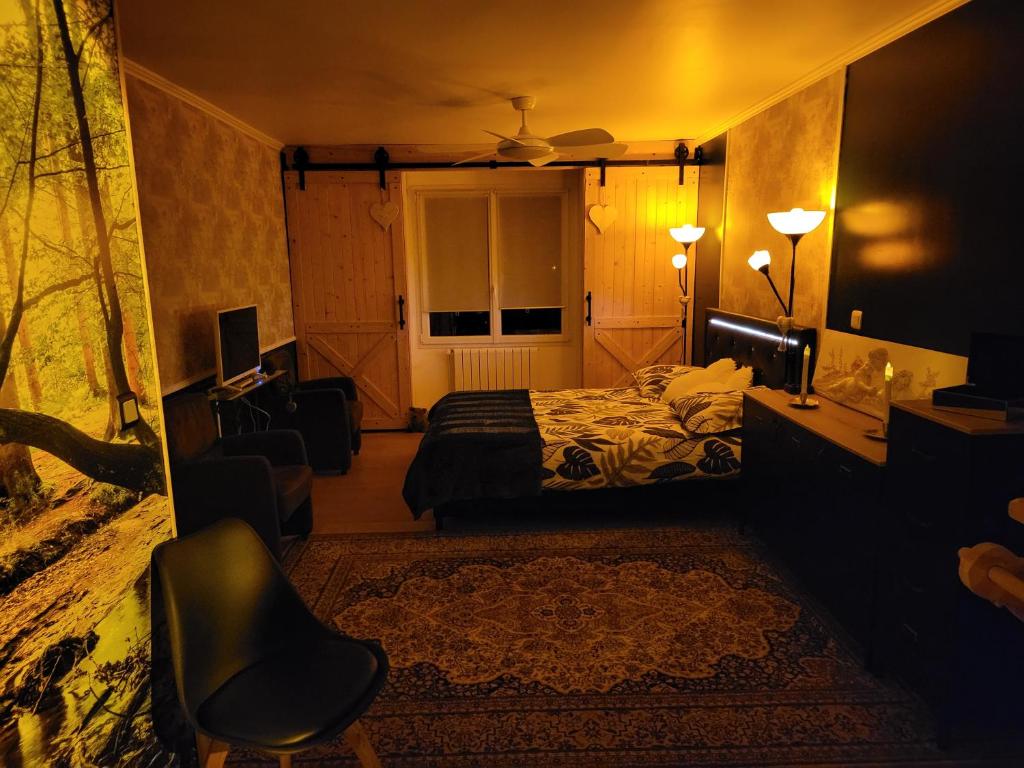 Postel nebo postele na pokoji v ubytování Choisy le Jacuzzi