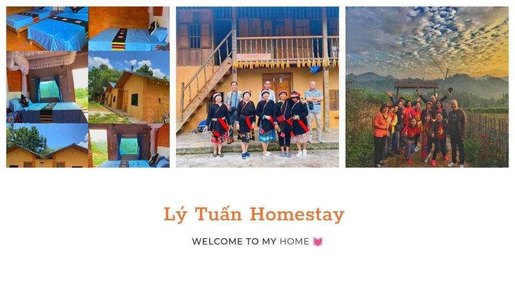 een collage van foto's van een groep mensen bij Ly Quoc Tuan Homestay in Quản Bạ