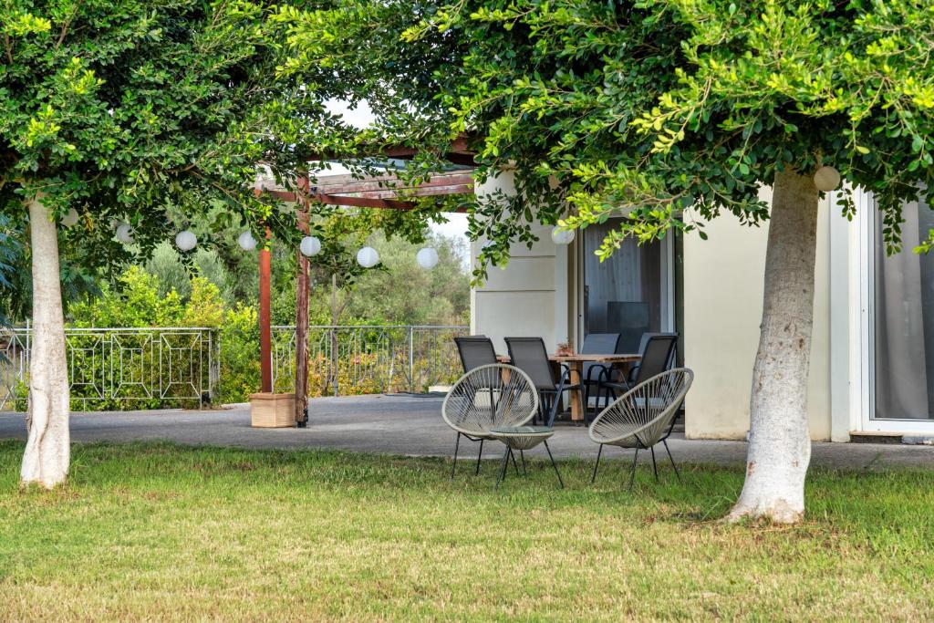 A garden outside Piperitsa house for nomads or families in the countryside