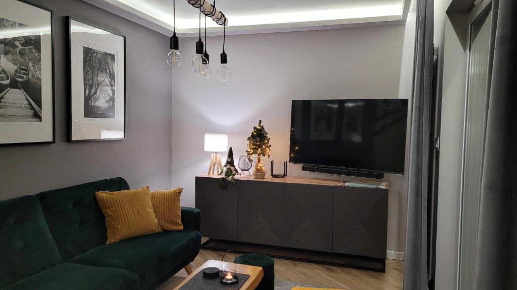 TV a/nebo společenská místnost v ubytování Apartament Wiślańskie Skije