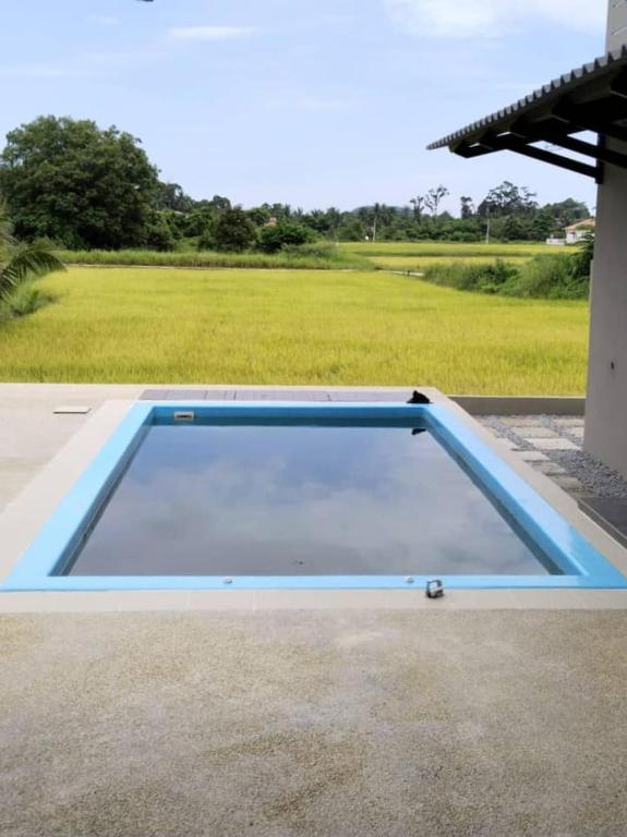 a large swimming pool sitting on top of a patio at Freesia Haus in Kota Bharu