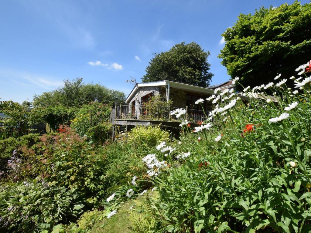 a garden with flowers in front of a house at 1 Bed in Tregaron 43288 in Tregaron