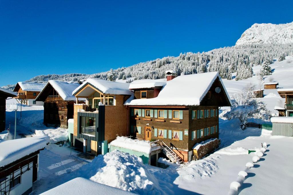 タンハイムにあるChalet & Almhostel Alpenperle - Selbstversorger Unterkunftの雪山家