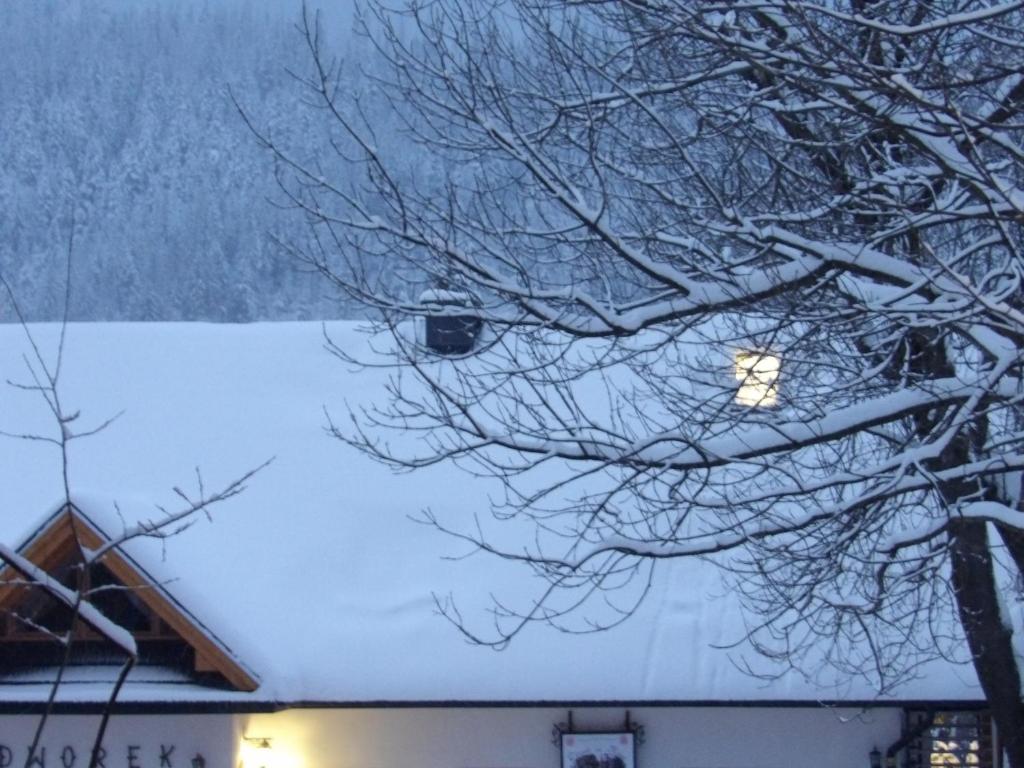 扎科帕内Dworek Na Równi的树屋的雪盖屋顶