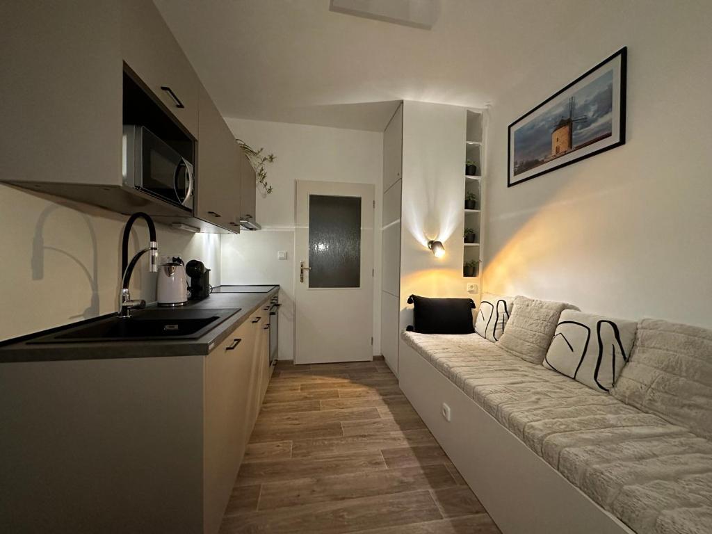 Kuchyň nebo kuchyňský kout v ubytování Morava apartmán Uherské Hradiště Šafaříkova 855
